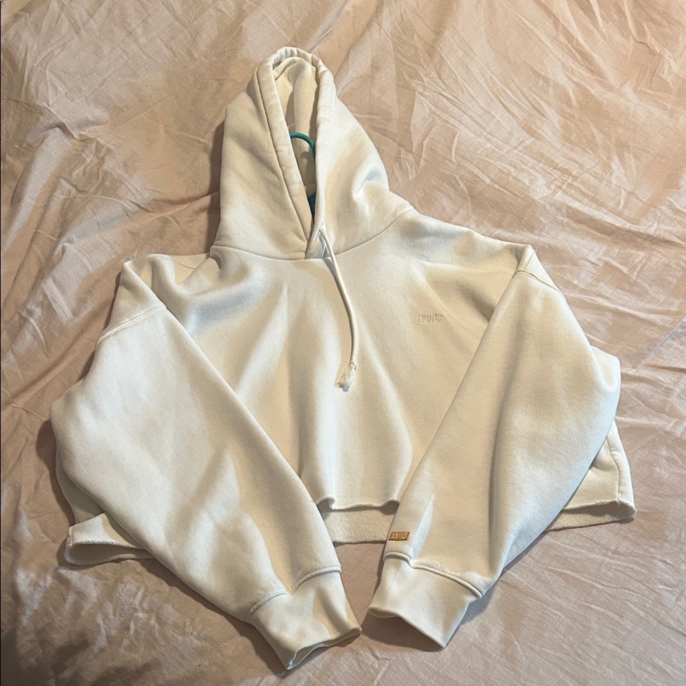Levi's Off-White Cropped Hoodie Sweater